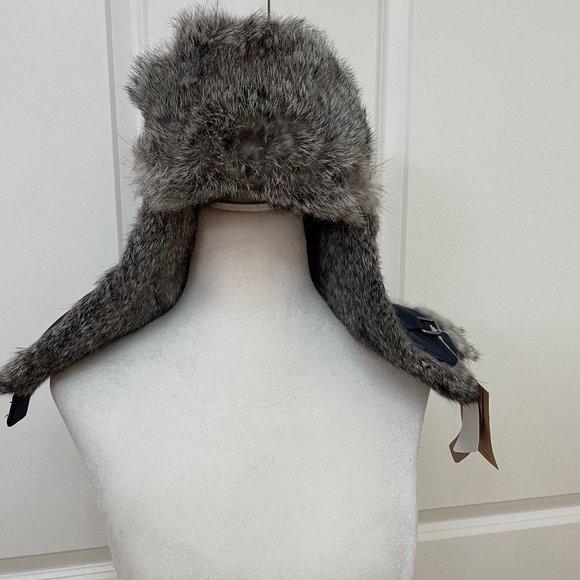 Navy Taslon Aviator with Grey Rabbit Fur main image 7